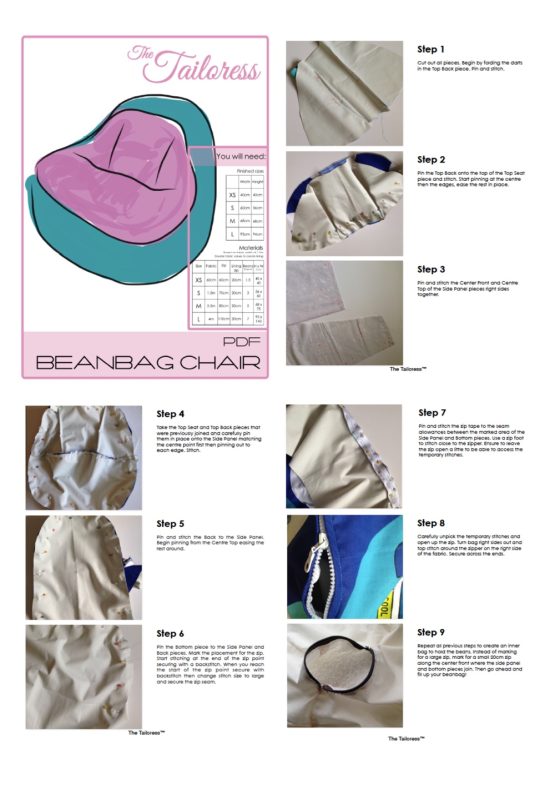 Beanbag Chair PDF Pattern - The Tailoress PDF Sewing Patterns
