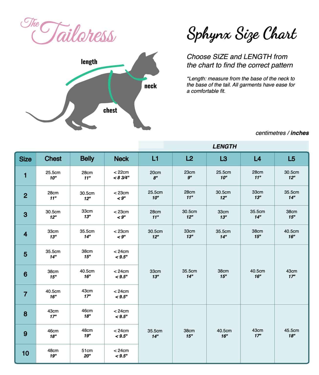 50 Sizes Sphynx Clothing Sewing Pattern Kylo Open Front Tee for Sphynx Cats The Tailoress