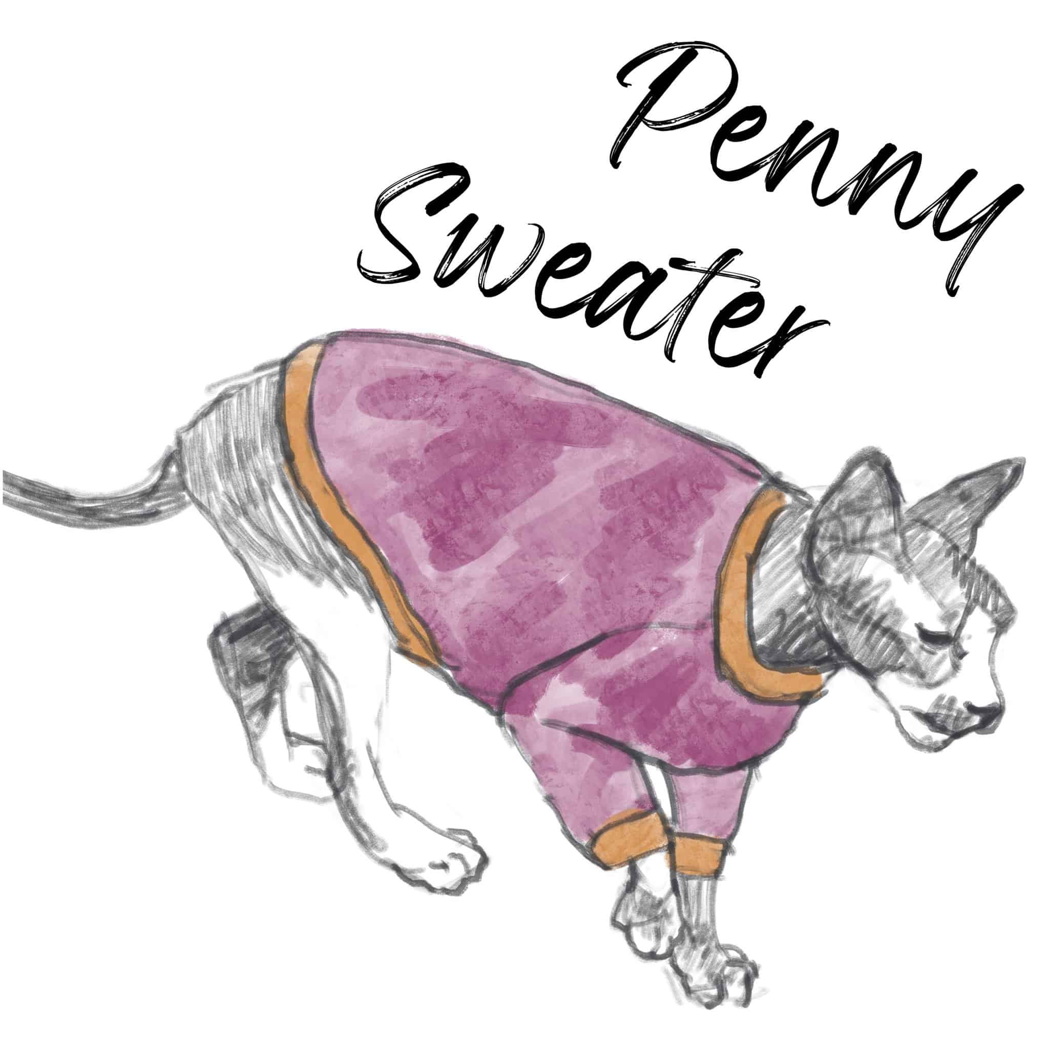 50 Sizes Sphinx Cat Sweater Sewing Pattern Penny Sweater for Cats - The Tailoress PDF Sewing Patterns