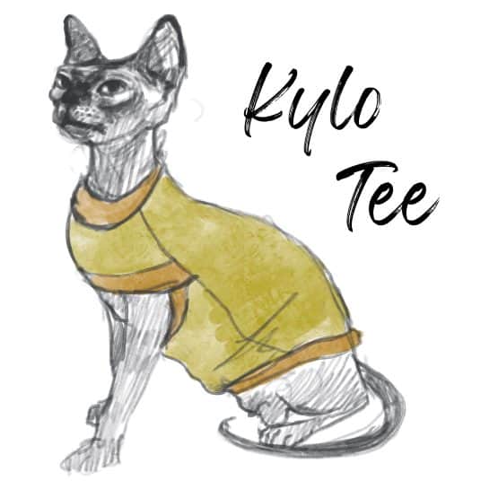 50 Sizes Sphynx Clothing Sewing Pattern - Kylo Open Front Tee for Sphynx Cats - The Tailoress PDF Sewing Patterns